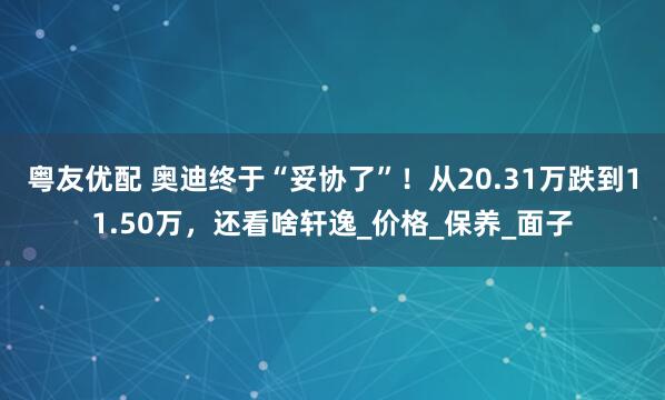 粤友优配 奥迪终于“妥协了”！从20.31万跌到11.50万，还看啥轩逸_价格_保养_面子