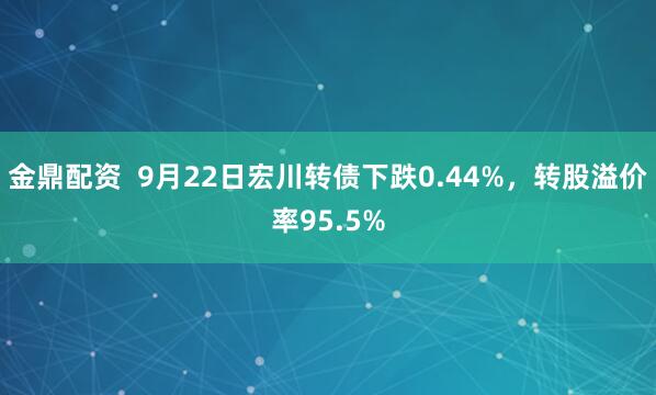 金鼎配资  9月22日宏川转债下跌0.44%，转股溢价率95.5%